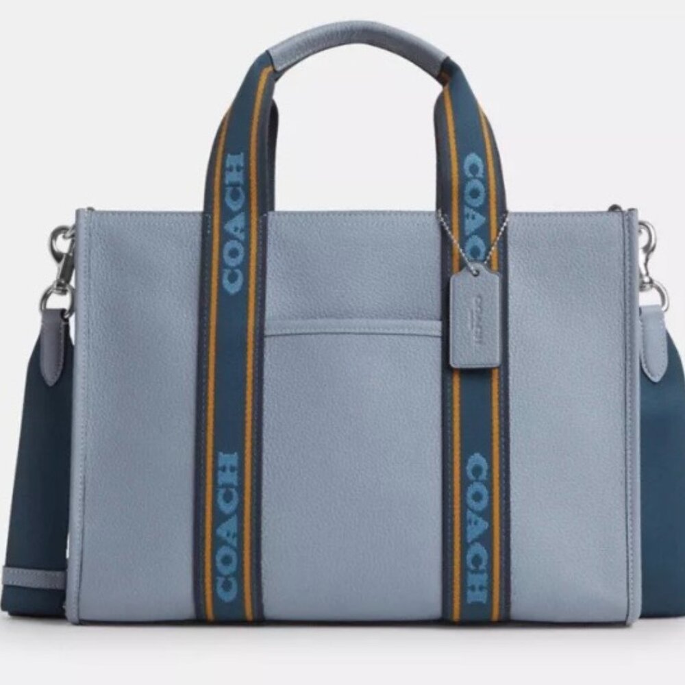 Coach Smith Tote Bag BLUE Leather Authentic CM067~AMAZING